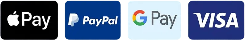 Apple Pay, PayPal, Google Pay and Visa